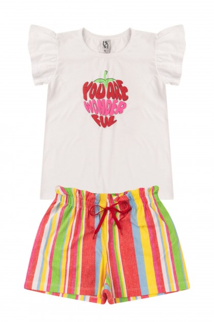 Conjunto Feminino Infantil Moranguinho Alto Relevo