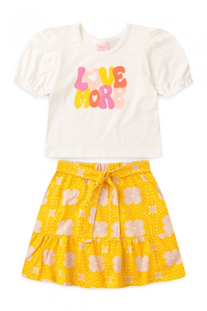 Conjunto Feminino Infantil Mangas Bufantes