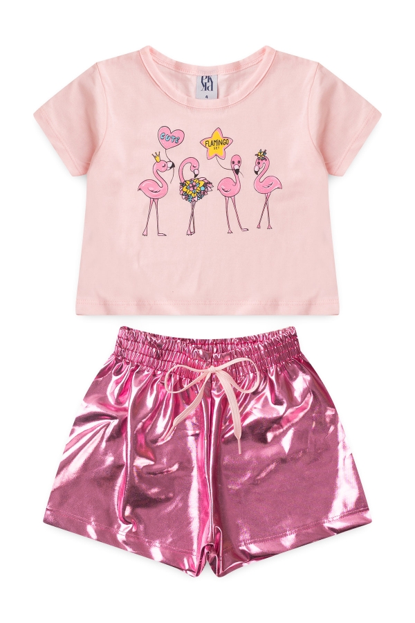 Conjunto Feminino Infantil Flamingo