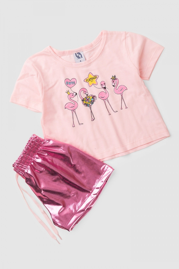 Conjunto Feminino Infantil Flamingo