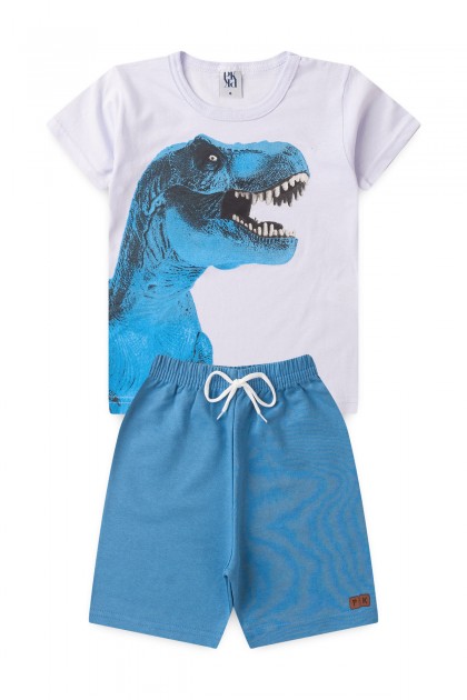 Conjunto Masculino Infantil Dino Rex Azulado