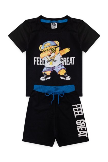 Conjunto Masculino Infantil Feel Great Preto