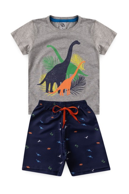 Conjunto Masculino Infantil Família Dinossauro Mescla