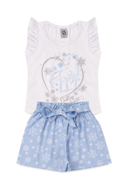 Conjunto Feminino Infantil Frozen com Glitter