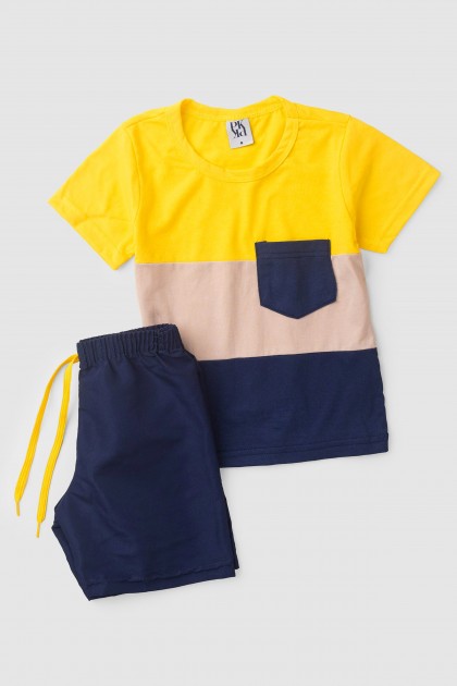 Conjunto Infantil Masculino Cores e Bolso