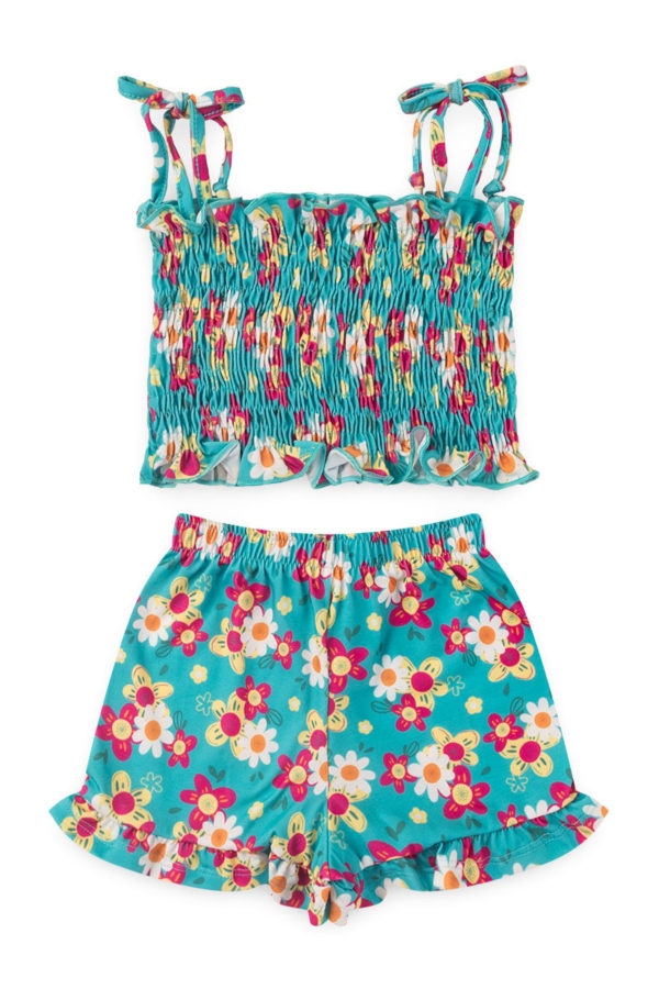 Conjunto Infantil Feminino Lastex Florido