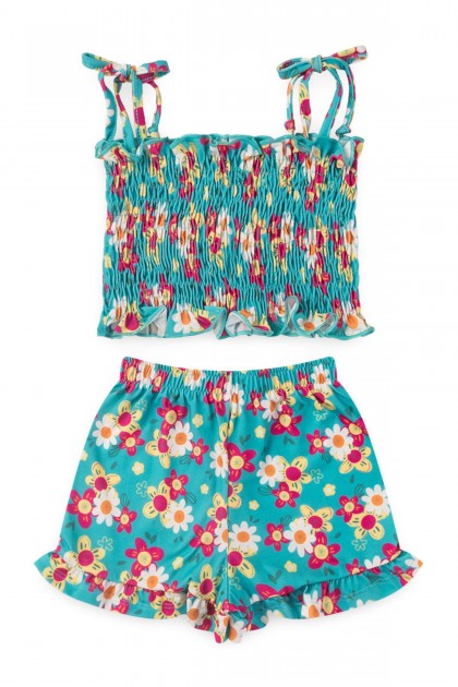 Conjunto Infantil Feminino Lastex Florido