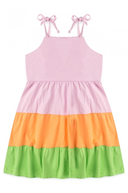 Vestido Infantil Feminino Tricolor Tropical