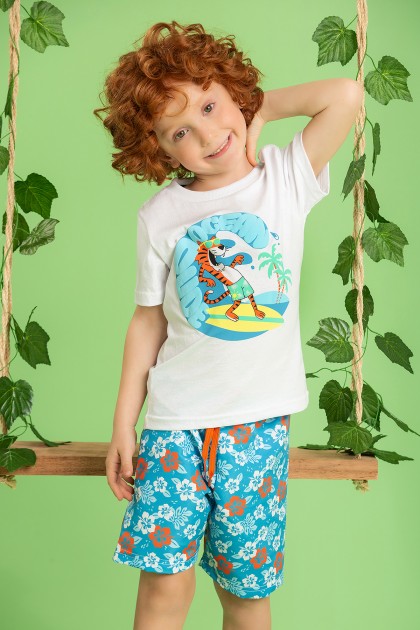 Conjunto Infantil Masculino Tigre Surfista