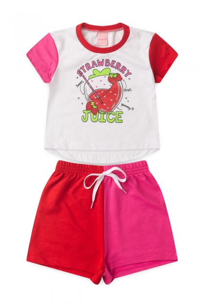 Conjunto Feminino Infantil Copinho de Morango