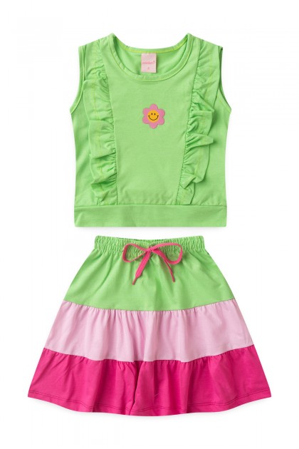 Conjunto Infantil Feminino Margarida Tricolor