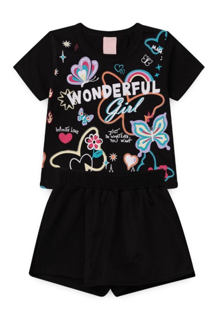 Conjunto Feminino Infantil Wonderful Preto