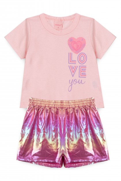 Conjunto Feminino Infantil Love Rosa Bebê