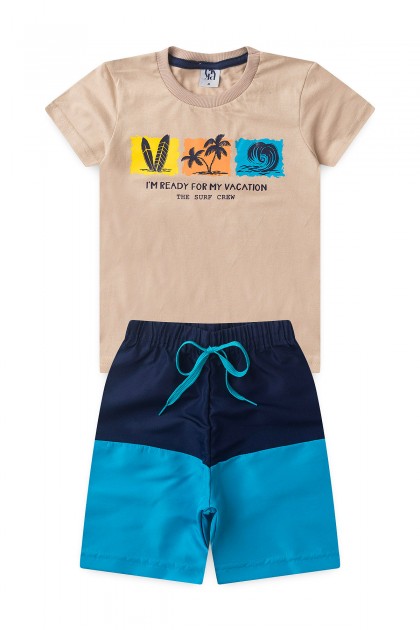 Conjunto Infantil Masculino Surfando Nas Férias