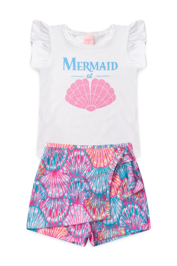 Conjunto Feminino Infantil Sereia No Oceano