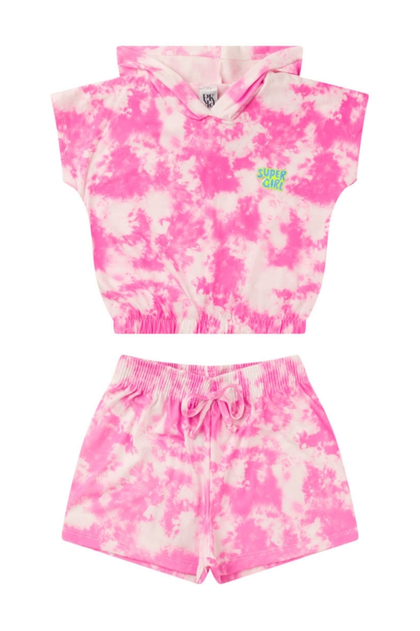 Conjunto Infantil Feminino Super Girl Tie Dye