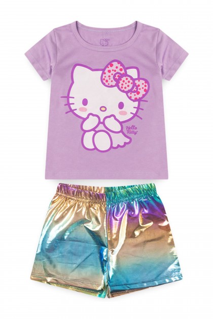 Conjunto Feminino Infantil Holográfico - Hello Kitty