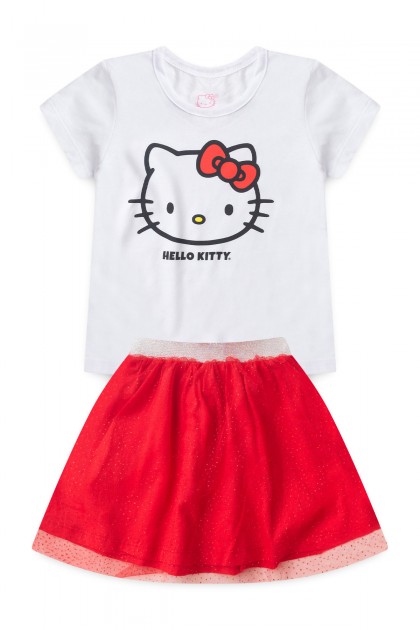 Conjunto Infantil Feminino Tule Detalhado - Hello Kitty