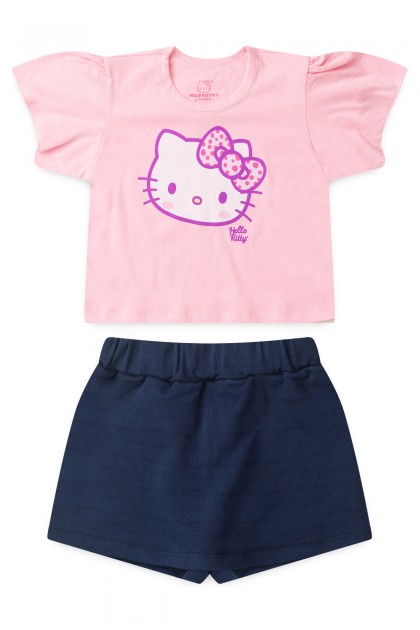 Conjunto Infantil Feminino Babado Bufante - Hello Kitty