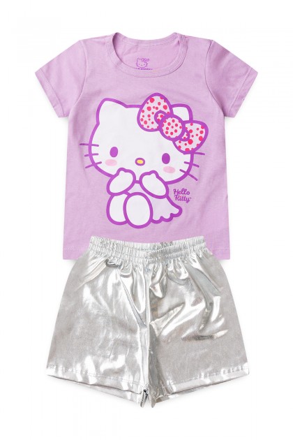 Conjunto Feminino Infantil Pose da Gatinha - Hello Kitty