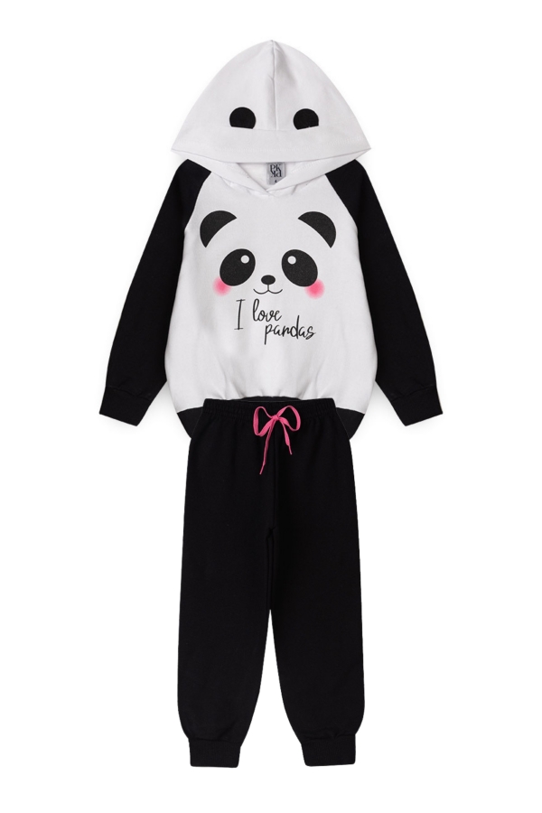 Conjunto Feminino Infantil I Love Pandas Branco