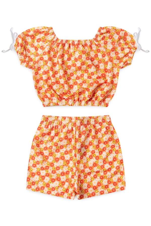 Conjunto Infantil Feminino Flores e Sorrisos
