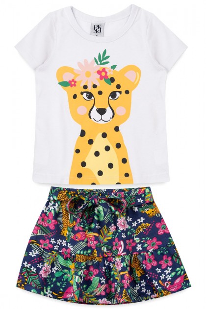 Conjunto Feminino Infantil Onça