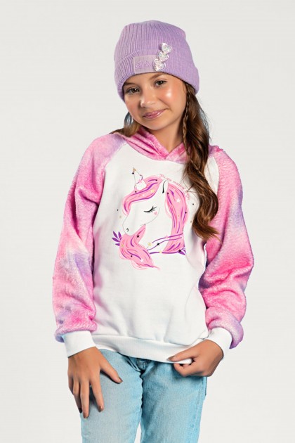 Casaco Feminino Infantil Unicórnio Tie Dye