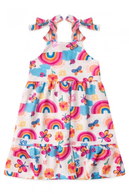 Vestido Infantil Feminino Anarruga Arco-íris