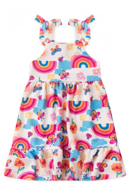 Vestido Infantil Feminino Anarruga Arco-íris