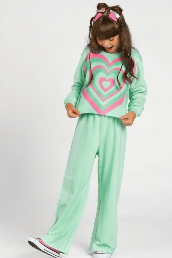 Conjunto Feminino Infantil Corações Turquesa