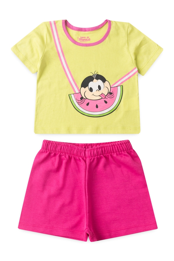 Conjunto Feminino Infantil Magali Faminta - Turma da Mônica