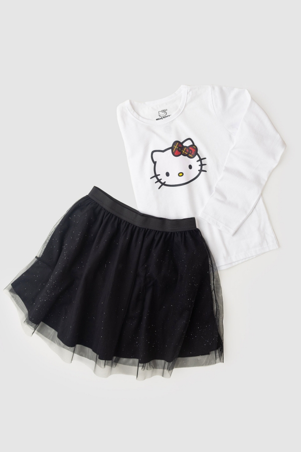 Conjunto Infantil Feminino Lacinho Xadrez - Hello Kitty