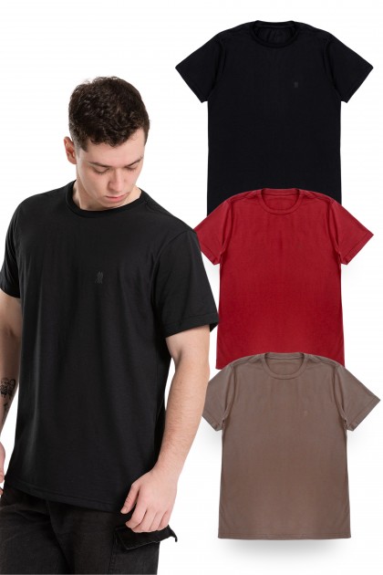 Kit Sortido 3 Camisetas Adulto Básica