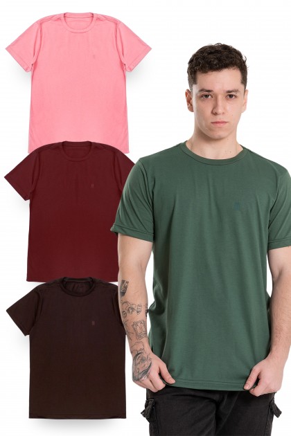 Kit Sortido 3 Camisetas Adulto Básica
