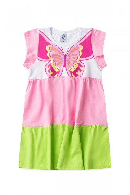 Vestido Feminino Infantil Brilho de Borboleta