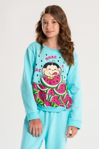 Conjunto Feminino Infantil Melancia da Magali - Turma da Mônica