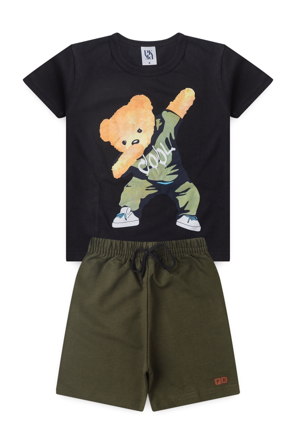 Conjunto Masculino Preto Urso