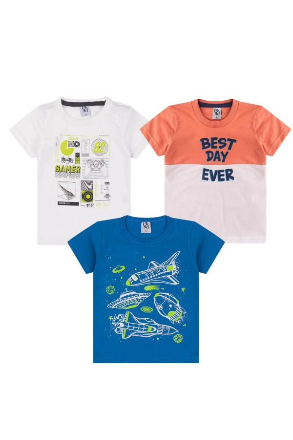 Kit Sortido 3 Camisetas Infantil Masculino Avulso