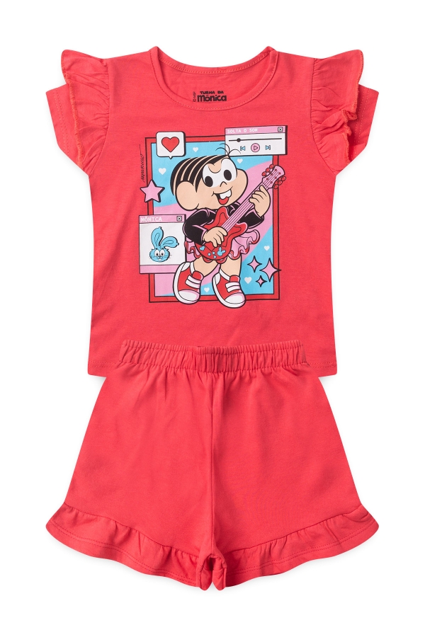 Conjunto Infantil Feminino Rock - Turma da Mônica