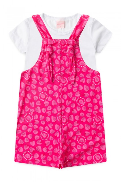 Salopete Infantil Feminino Moranguinho da Felicidade