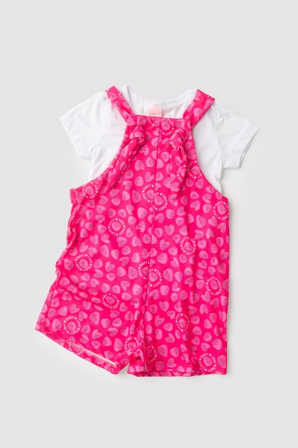 Salopete Infantil Feminino Moranguinho da Felicidade
