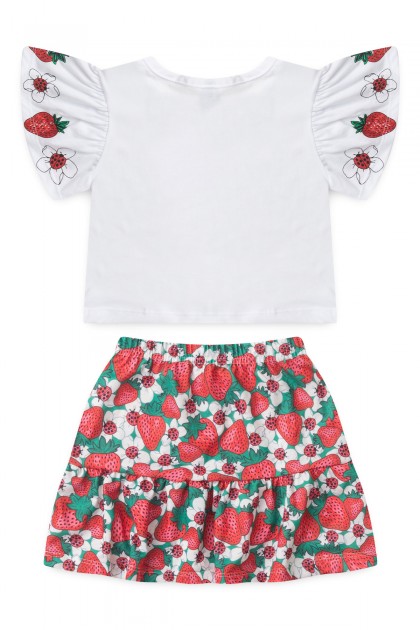 Conjunto Infantil Feminino Flor de Morango