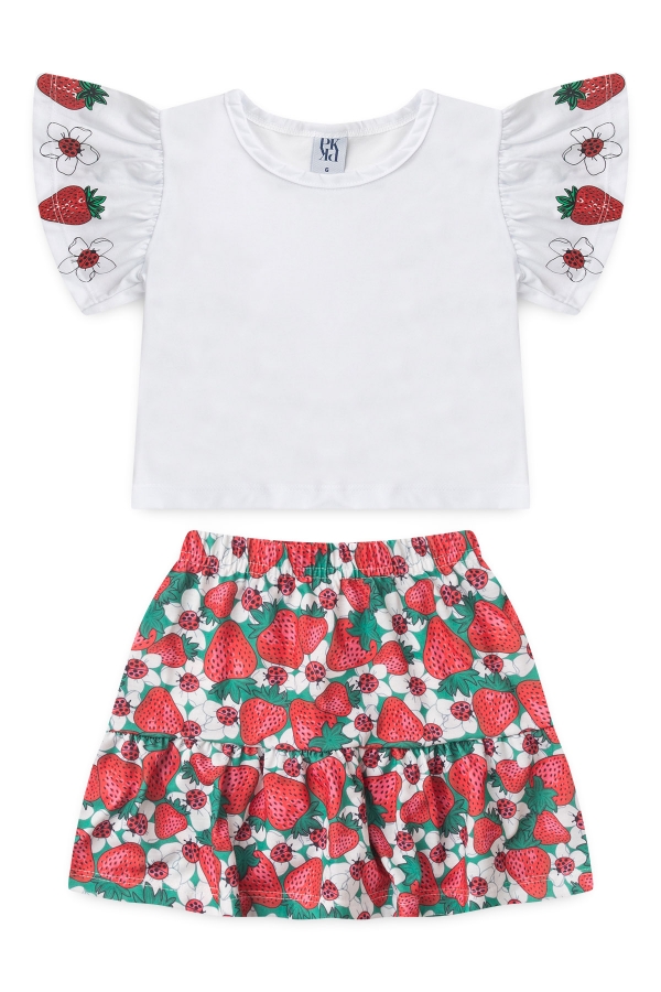 Conjunto Infantil Feminino Flor de Morango