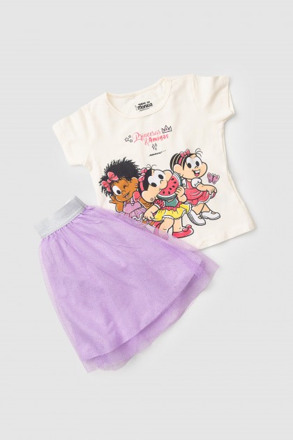 Conjunto Infantil Feminino Princesas e Amigas - Turma da Mônica