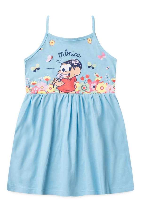 Vestido Feminino Infantil Cheiro de Rosa - Turma da Mônica