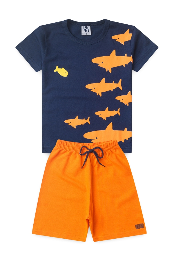 Conjunto Masculino Marinho Peixes