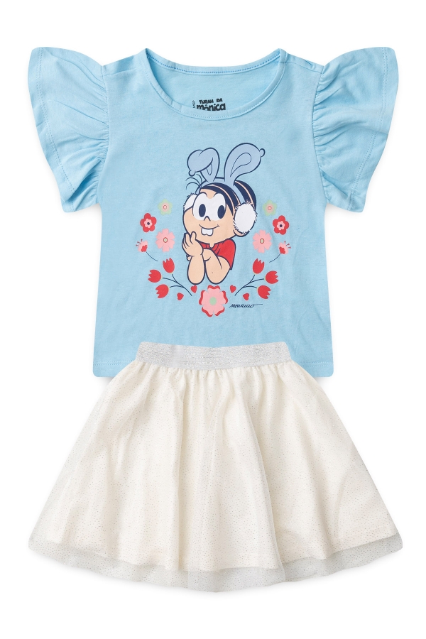 Conjunto Infantil Feminino Orelhinhas da Mônica - Turma da Mônica
