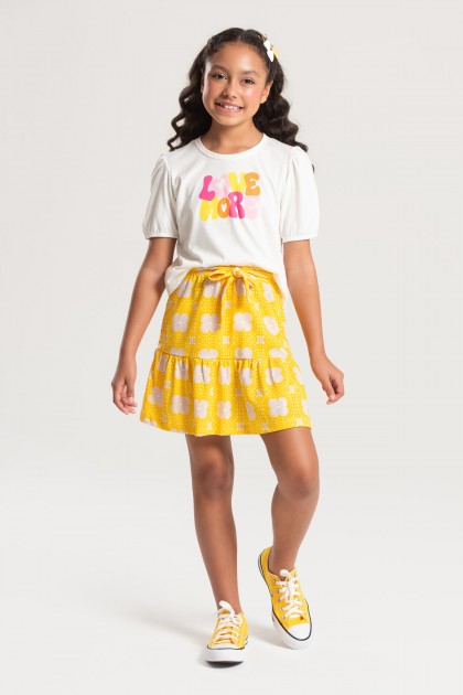 Conjunto Feminino Infantil Mangas Bufantes