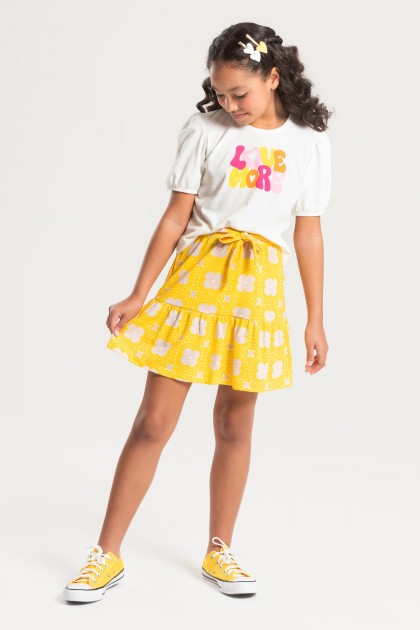 Conjunto Feminino Infantil Mangas Bufantes